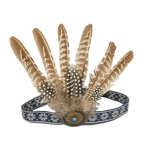 TEMOOUES Ethnischer gefiederter Kopfschmuck, handgefertigte Requisiten für Damen, Herren, Tänzer und Party-Enthusiasten, leichte und bequeme Kopfbedeckung, handgefertigter Tribal-Kopfschmuck TEMOOUES Ethnischer gefiederter Kopfschmuck, handgefertigte Requisiten für Damen, Herren, Tänzer und Party-Enthusiasten, leichte und bequeme Kopfbedeckung, handgefertigter Tribal-Kopfschmuck von TEMOOUES