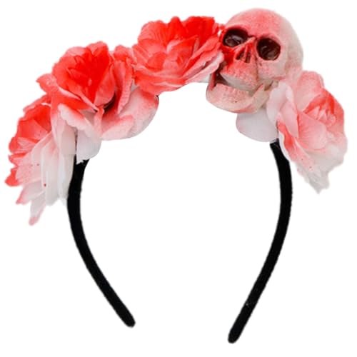 TEMOOUES Halloween-Haarreif mit Totenkopf-Motiv, mit Kostüm-Haarschmuck, modisches Haarband für Kostümpartys und Veranstaltungen, Totenkopf-Blume, Kopfschmuck TEMOOUES Halloween-Haarreif mit Totenkopf-Motiv, mit Kostüm-Haarschmuck, modisches Haarband für Kostümpartys und Veranstaltungen, Totenkopf-Blume, Kopfschmuck von TEMOOUES