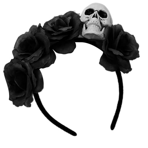 TEMOOUES Halloween-Haarreif mit Totenkopf-Motiv, mit Kostüm-Haarschmuck, modisches Haarband für Kostümpartys und Veranstaltungen, Totenkopf-Blume, Kopfschmuck TEMOOUES Halloween-Haarreif mit Totenkopf-Motiv, mit Kostüm-Haarschmuck, modisches Haarband für Kostümpartys und Veranstaltungen, Totenkopf-Blume, Kopfschmuck von TEMOOUES