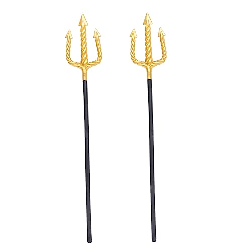 TEMPNAP 2Pcs Triple Fork Performance Requisiten Cosplay Trident Imitation Trident Halloween Dreizack Kostüm Dreizack Neuheit Trident Prop Party Dreizack Tauer Plastik von TEMPNAP