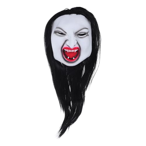 TEMPNAP Realistische Frauengesichtsmaske mit Langem Haar Gruseliges Halloween Cosplay Accessoire für Horrorfans Detailreiches Party und Bühnenkostüm Vielseitig Einsetzbares Horrorkopfstück TEMPNAP Realistische Frauengesichtsmaske mit Langem Haar Gruseliges Halloween Cosplay Accessoire für Horrorfans Detailreiches Party und Bühnenkostüm Vielseitig Einsetzbares Horrorkopfstück von TEMPNAP