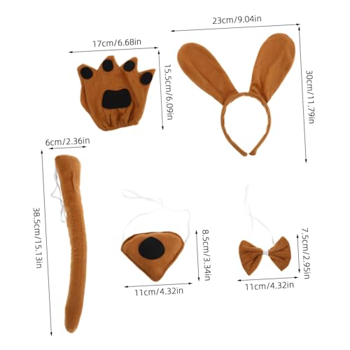 TEMPNAP Teiliges Hundekostüm für Brauner Kopfband mit Ohren Schleife und Pfotenförmigen Handschuhen Bequeme Tier Cosplay Accessoires für Halloween Karneval und Fototermine TEMPNAP Teiliges Hundekostüm für Brauner Kopfband mit Ohren Schleife und Pfotenförmigen Handschuhen Bequeme Tier Cosplay Accessoires für Halloween Karneval und Fototermine von TEMPNAP