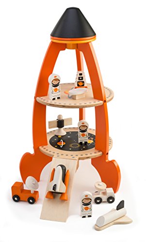 TENDER LEAF TOYS 1 Set cohete espacial de Madera Rakete, Bunt, Kinder One Size von Tender Leaf Toys