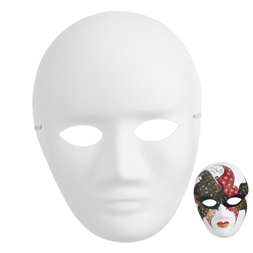 TENDYCOCO 4 Stück Leere Kostümmasken Therische Maske Halloween-diy-maske Blanko Bemalbares Maskenkostüm Für Mardi Maskerade Diy-masken Maske Aus Pappmaché Karneval Party Maske Papier Weiß von TENDYCOCO