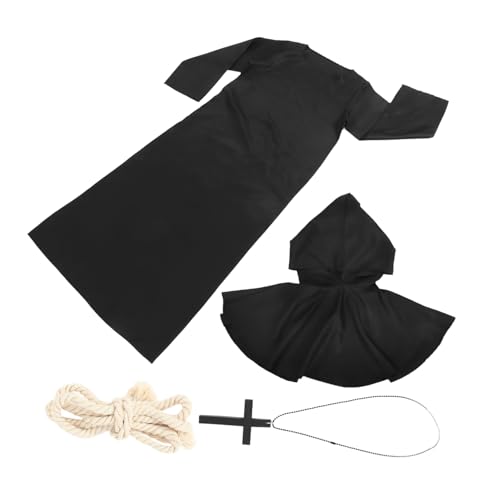 TENDYCOCO Cosplay-Anzug Halloween-kostümrobe Halloween-zaubererrobe Halloween-priesterrobe Mittelalterliches Gewand Mittelalterliches Mönchskostüm Mönchsgewänder Zaubereruniform Black von TENDYCOCO