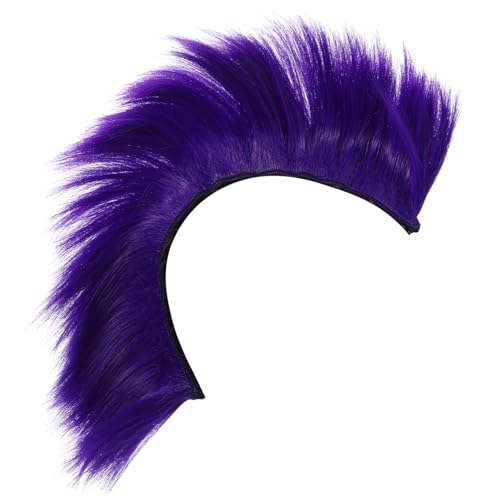 TENDYCOCO Helm Perücke Helmpolster Perücke Cosplay Fahrradhelm Cosplay Verkleiden Sich Zirkus Irokesenhaarperücke Bunte Perücken Urlaubsparty Haarteil Outfit Hochtemperaturdraht Violett von TENDYCOCO