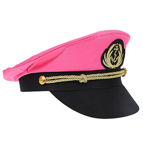 TENDYCOCO Matrosenhut Kapit?n Hut Yacht Matrosen Hut Marine Marine Admiral Hut Verstellbare Seekappe Lustige Partyhüte für M?nner Festival Cosplay Party Kostüm Zubeh?r Rosa Kapit?nsmütze Captain's Hat von TENDYCOCO