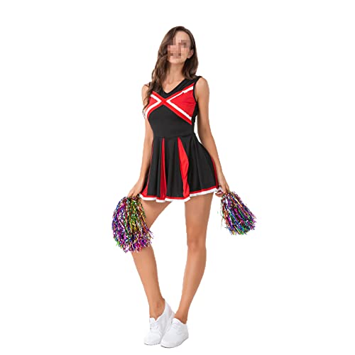 TENZHVXI Damen Cheer Leader Kleid Musical Uniform Cheerleading Kostüm Crop Top mit Mini Faltenrock von TENZHVXI