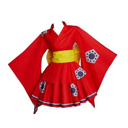 TENZHVXI Frauen Cosplay Kostüm Kleid High Split Spaghetti Strap Bodycon Maxi Kleider Anime Kimono Robe Halloween Outfit Anzug Full Set von TENZHVXI