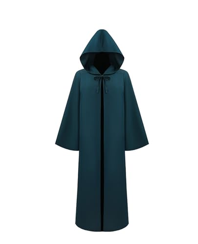 TENZHVXI Herren Mittelalterlicher Kapuzenmantel Renaissance Zauberer Robe Retro Mönchskutte Mit Kapuze Halloween Gothic Cape Kostüm von TENZHVXI