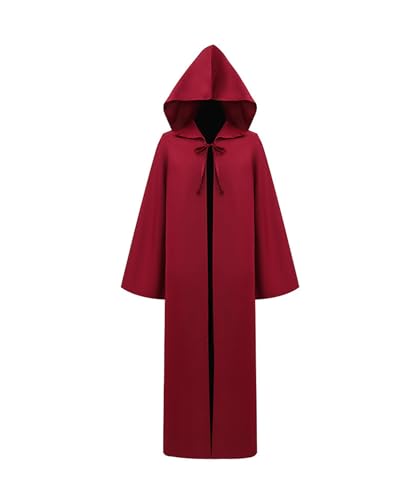 TENZHVXI Herren Mittelalterlicher Kapuzenmantel Renaissance Zauberer Robe Retro Mönchskutte Mit Kapuze Halloween Gothic Cape Kostüm von TENZHVXI