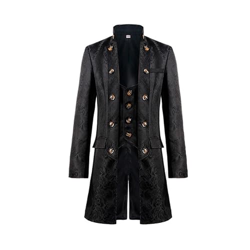 TENZHVXI Herren Renaissance Steampunk Frack Mittelalterlich Gotisch Viktorianisch Jacke Halloween Kostüme Kutte von TENZHVXI