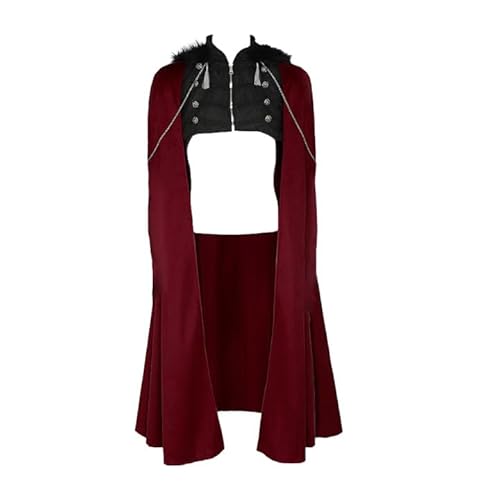 TENZHVXI Renaissance Gothic Cape Mittelalterlich Vintage Steampunk Umhang Halloween Party Cosplay Kostüm Robe Für Frauen Männer von TENZHVXI