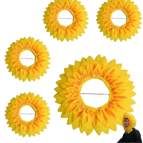 TERAZUNO 5er-Pack Sonnenblumen-Kopfbedeckungen – Lustiger Hut – Lustiges Kostüm-Requisit for Tanz, Partys, Festivals und Cosplay(Yellow) von TERAZUNO