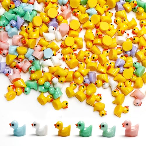 120 Stück Mini Enten, 6 Farben Mini Ducks, Harz Mini Enten Figuren, Kleine Enten Miniatur Figuren, Garten Dollhouse Dekoration Für Weihnachten Zubehör DIY Anhänger Handwerk von TERJBG