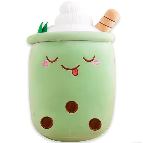 TERJBG Bubble Tea Kuscheltier Bubble Tea 24cm, Bubble Tea Kuscheltier XXL Bubble Tea Kissen, Kuscheltier Bubble Tea Bubble Tea Plüsch Für Kinder Mädchen Erwachsene Cartoon (grün), NCBZ von TERJBG