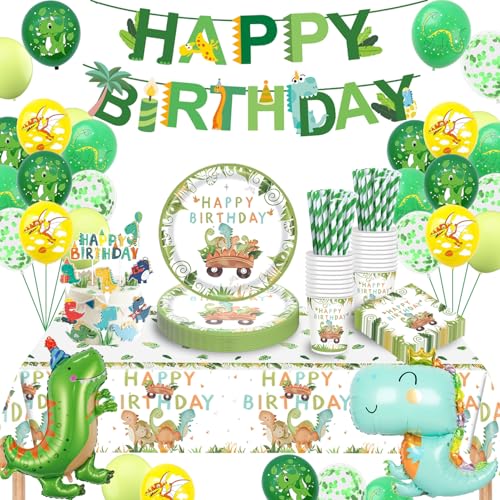 Dinosaurier Partygeschirr Set, Dino Geburtstag Deko, Dinosaurier Geburtstag Geschirr Set, Pappteller Tassen Servietten Strohhalme Tischdecke für Party Kindergeburtstag Deko Junge Mädchen 16 Gäste Dinosaurier Partygeschirr Set, Dino Geburtstag Deko, Dinosaurier Geburtstag Geschirr Set, Pappteller Tassen Servietten Strohhalme Tischdecke für Party Kindergeburtstag Deko Junge Mädchen 16 Gäste von TERLUNNSI
