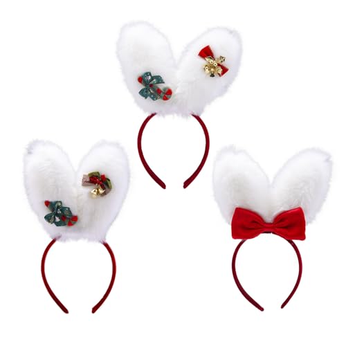 TERNCOEW 1 x 3 x Weihnachts-Haarreif mit Cartoon-Motiv, für Damen, Teenager, Make-up, für Ostern, Karneval, Cosplay, Haar-Accessoires von TERNCOEW