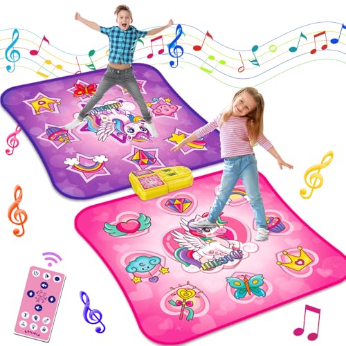 TERRAMUS Tanzmatten-Spielzeug für 3–12-jährige Kinder, Tanzspielpad für 1 und 2 Spieler mit LED-Licht und Bluetooth, Spielmatten mit integrierter Musik und 9 Stufen, Geschenk für Mädchen und Jungen von TERRAMUS