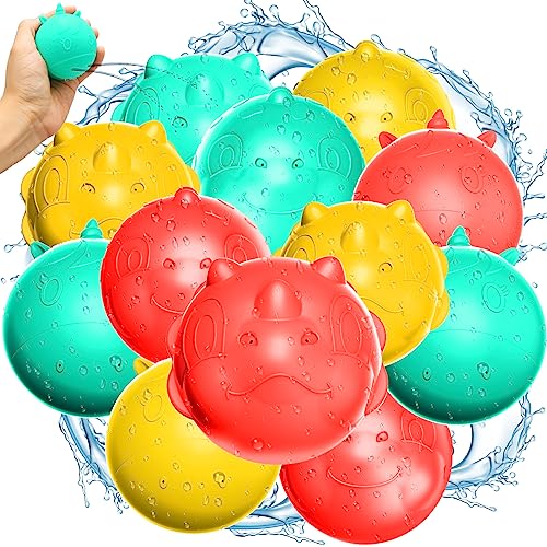 TERRAMUS Wiederverwendbare Wasserballons, 12PCS Silikon Wasserballons Spielzeug, weich abdichtende Wasserbälle Spielzeug für Kinder Erwachsene Sommer Outdoor Wasser Spiel Hof Schwimmbad Strand Party von TERRAMUS