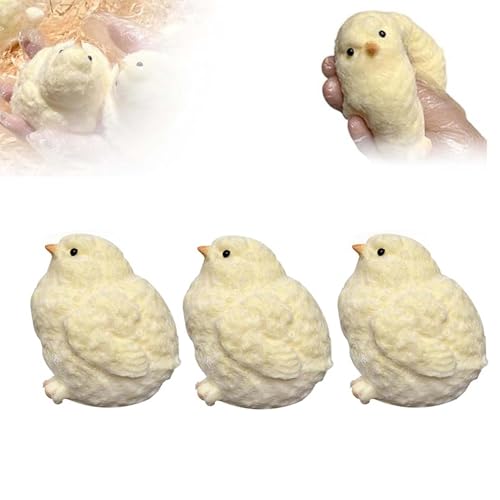 Chick Anti-Stressball, Mochi Squishy Toy für Stressabbau, Anti Stress Spielzeug, Antistressbälle Stressball für Kinder Erwachsene, Stress Relief Spielzeug, Gastgeschenke Kindergeburtstag (Groß * 3) von TETSMG