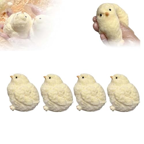 Chick Anti-Stressball, Mochi Squishy Toy für Stressabbau, Anti Stress Spielzeug, Antistressbälle Stressball für Kinder Erwachsene, Stress Relief Spielzeug, Gastgeschenke Kindergeburtstag (Groß * 4) von TETSMG