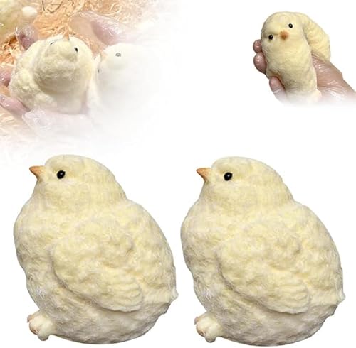 Chick Anti-Stressball, Mochi Squishy Toy für Stressabbau, Anti Stress Spielzeug, Antistressbälle Stressball für Kinder Erwachsene, Stress Relief Spielzeug, Gastgeschenke Kindergeburtstag (Groß * 2) von TETSMG