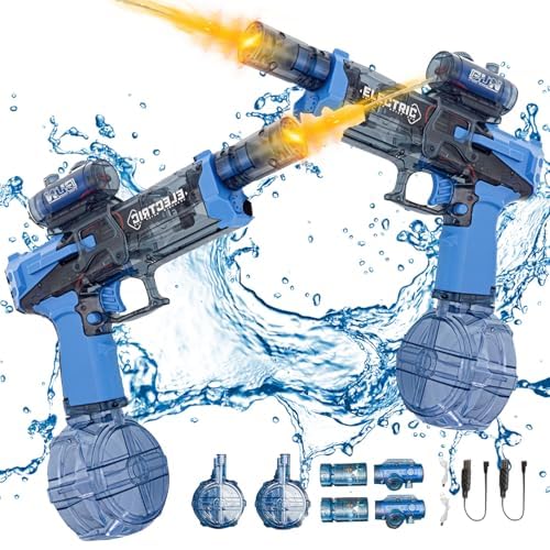 Elektrische Wasserpistole Große Reichweite, Ultimate Battle Blaster Automatische Wasserpistole mit Interaktiver Beleuchtung, Wasserpistole für Erwachsene und Kind, Sommer Water Gun (Blau * 2 PCS) von TETSMG