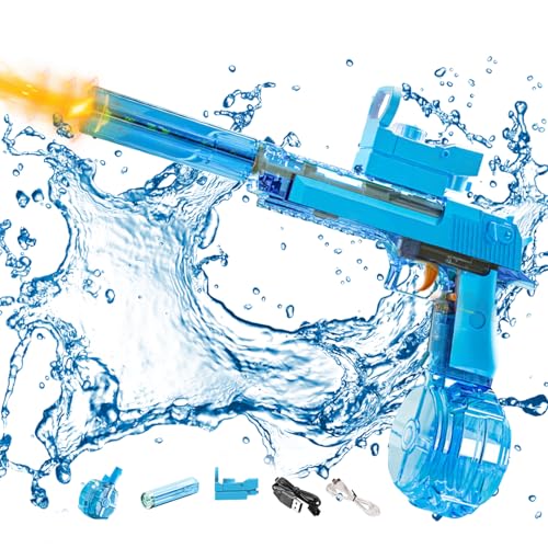 Elektrische Wasserpistole Große Reichweite, Ultimate Battle Blaster Automatische Wasserpistole mit Interaktiver Farbige Lichter, Wasserpistole für Erwachsene Kind, Sommer Spielzeug Water Gun (Blau) von TETSMG