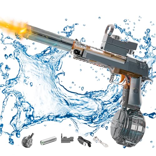 Elektrische Wasserpistole Große Reichweite, Ultimate Battle Blaster Automatische Wasserpistole mit Interaktiver Farbige Lichter, Wasserpistole für Erwachsene Kind, Sommer Spielzeug Water Gun (Schwarz) von TETSMG