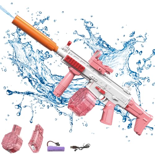 Elektrische Wasserpistole für Kinder Erwachsene Gewehr Spielzeug Pistole, 370CC+​​120CC Große Kapazität Automatische Wasserpistole 32ft, Water Toy Gun Fasching Pool Strand Wasser Spielzeug Waffe von TETSMG