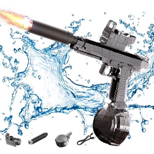 Ultimate Battle Blaster Elektrische Wasserpistole with Interactive Beleuchtung, Große Reichweite Automatische Wasserpistole für Erwachsene und Kinder, Sommer Spielzeug Water Gun für Pool (Schwarz) von TETSMG