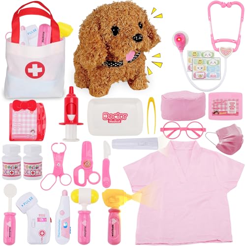 TEUVO Tierarzt Spielzeug Arztkoffer Kinder ab 3 Jahre, mit Hunde Spielzeug, Arztkittel Rollenspiel Tierarztkoffer Tierarzt Spielset Hundesalon Spielzeug Geschenke für Junge Mädchen ab 3 4 5 6 7 Jahre TEUVO Tierarzt Spielzeug Arztkoffer Kinder ab 3 Jahre, mit Hunde Spielzeug, Arztkittel Rollenspiel Tierarztkoffer Tierarzt Spielset Hundesalon Spielzeug Geschenke für Junge Mädchen ab 3 4 5 6 7 Jahre von TEUVO