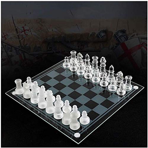 Dame-Schach Reise-Schachspiel K9 Glas-Schachspiel Mittlere Verpackung Internationales Schachspiel Internationales Schachspiel Brettschachspiel Schachbrettspiel von TEWTX7