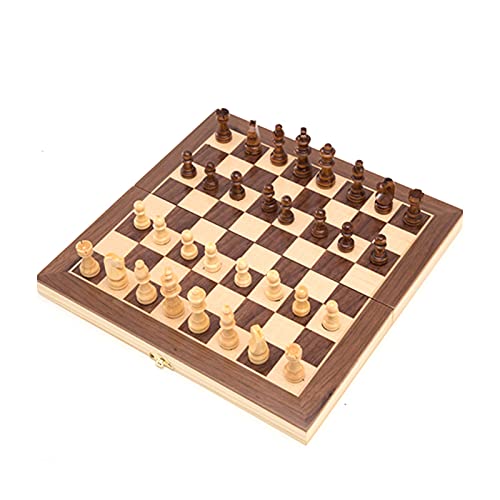 Großes hölzernes Schachspiel, Klappbrett mit 32 Schachfiguren, Innenaufbewahrung, tragbares Reisebrettspiel für Kinder, Anfänger, Internationale Schachfiguren/29 cm von TEWTX7