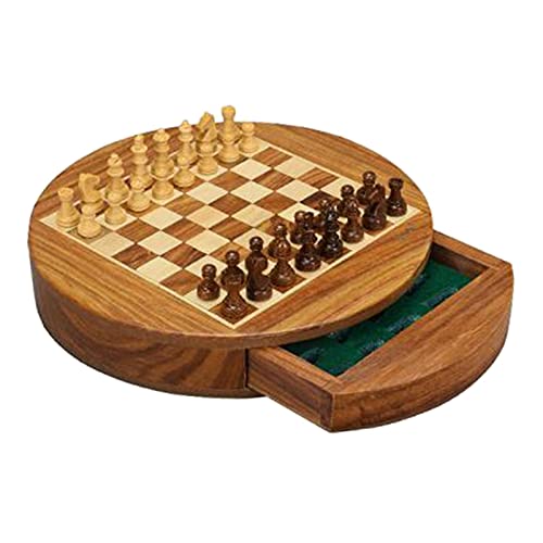 Internationales Schach, tragbares Schachspiel, Schachbrett, pädagogisches Spielzeug für Kinder – Durchmesser 22,7 cm, Internationale Schachfiguren von TEWTX7