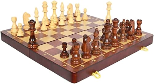 Internationales Schachspiel, Holzschachspiel, 17 x 17 Zoll, Schachspiele für Erwachsene, magnetisches Schachspiel, faltbares Schachbrettset, Brettspiel von TEWTX7