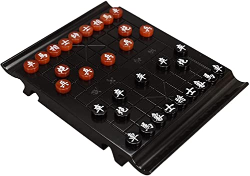 Mini-Chinesisches Schach mit Tischset aus schwarzem Sandelholz, tragbares chinesisches Schachspielset, Strategie-Brettspiele für 2 Spieler für die Familie Erwachsener von TEWTX7