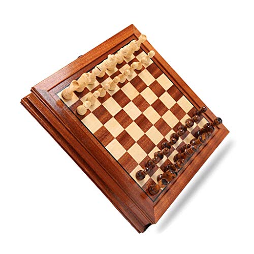 Schach Holz Magnetschach, Schachspiel mit tragbarem Aufbewahrungsschubladenbrett, Lernspielzeug für Thanksgiving-Schachspiel, 31 cm von TEWTX7