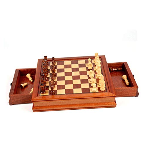 Schach Holz Magnetschach, Schachspiel mit tragbarem Aufbewahrungsschubladenbrett, Lernspielzeug für Thanksgiving-Schachspiel, 31 cm von TEWTX7