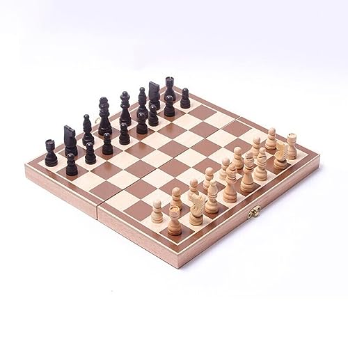 Schach Tragbares, zusammenklappbares Reiseschachspiel für Kinder und Erwachsene, Holzschachspiel für Schachspiel für Anfängerturniere/34 x 34 cm von TEWTX7