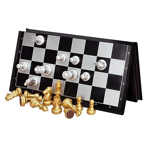 Schach Zartes, zusammenklappbares Familienschachspiel für die Interaktion, leicht zu tragendes Schachspiel, Lernspielzeug für das Schachspiel/19 x 19,5 cm von TEWTX7