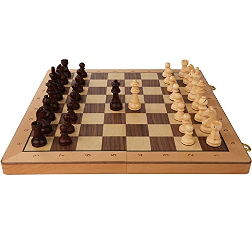 Schachbrett Großes tragbares Schachspiel Holzklappbrett Familientischspiel Chessinternationale Schachfiguren/42Cm von TEWTX7