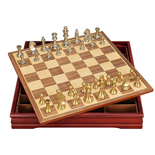 Schachbrett-Set, Magnetisches Schachspiel, Brettspiele, Metallschach, Anfänger-Schachspiel, Standardschach, Gold- und Silberfiguren, Geschenk für Internationale Schachliebhaber/Anfänger von TEWTX7