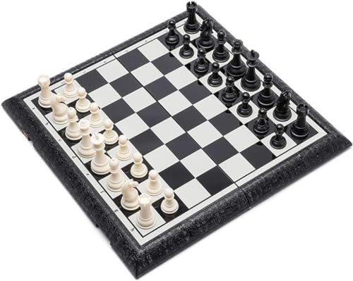 Schachbrett-Set, Magnetisches Schachspiel, Brettspiele, Schachspiele, Magnetisches Schachspiel, Internationales Schachspiel aus Kunststoff, Großes tragbares zusammenklappbares Brettspiel, Magnetisch von TEWTX7