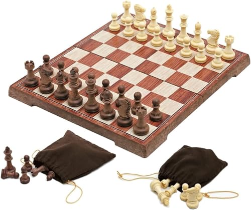 Schachbrett-Set, Magnetisches Schachspiel, Brettspiele, Schachspiele, Reise-Schachspiel, magnetisches internationales Schachspiel, HIPS-Kunststoff-Schachspiel mit klappbarem Schachbrett und 2 kleine von TEWTX7