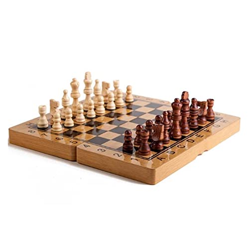Schachbrett-Set, Schachspiel, 13,3 Zoll, hölzernes Schach- und Dame-Set, hölzernes Reiseschachspiel-Set, tragbares Schachspiel, Schachset, Schachbretter von TEWTX7