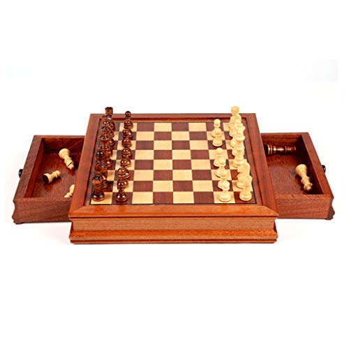 Schachbrett-Set, handgefertigt, magnetisches Schachspiel, Schachbrett und Schachfiguren aus Massivholz mit Aufbewahrung in Schubladenform, pädagogisches Brettspiel, Schachspiele in 2 Größen von TEWTX7