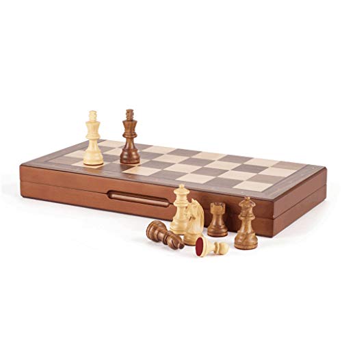 Schachbrett-Set, klassisches Schachspiel, Brettspiel-Set mit Schachbrett und Schachfiguren aus Holz für Erwachsene und Kinder, 15,7 Zoll große Schachspiele in Wettkampf-/Lernversion von TEWTX7