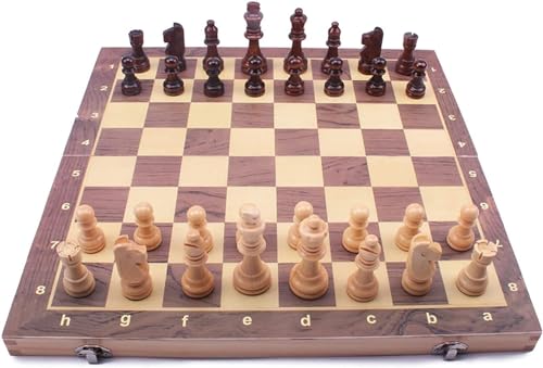 Schachbrett-Set, magnetisches Schachspiel, Brettspiele, Mini-Klappschach, magnetisches Schachspiel aus Massivholz, hochwertige Geschenke für professionelle Spiele von TEWTX7